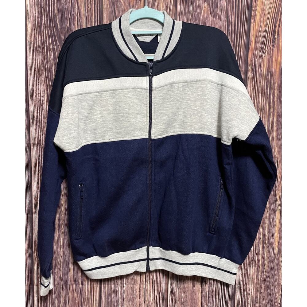 Vintage Christian Dior Monsieur Jacket Mens L Full Zip Track 90s Blue White